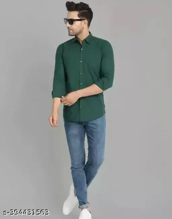 KLIEDER men solid full sleeve casual shirt-Green. - 26, 28, 30, Malachite