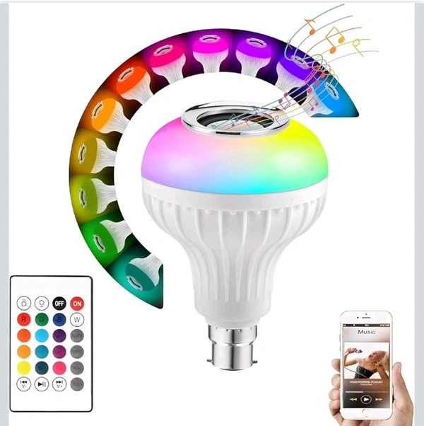 GOLD NATION 12W RGB Bulb - B22 Wireless Music with Bluetooth Speaker, Room Light | Color Changing Disco Lights for Home, Speaker Party Lights, Remote-Controlled WiFi LED (Pack of 1)