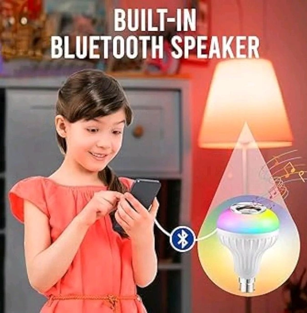 GOLD NATION 12W RGB Bulb - B22 Wireless Music with Bluetooth Speaker, Room Light | Color Changing Disco Lights for Home, Speaker Party Lights, Remote-Controlled WiFi LED (Pack of 1)