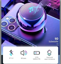 
Mini Wireless Bluetooth Speaker with Heavy Metal Electroplating Round Speaker | Wireless Power Button Controlled, Long Lasting Battery & Quick Charge Pack of 1 (Multicolor)