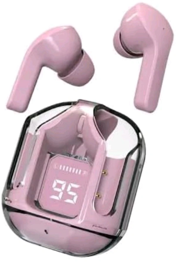 Wireless Earbuds, Ultrapods max TWS Bluetooth Earphones with Charging Case and LED Digital Display, Microphone (Baby Pink)