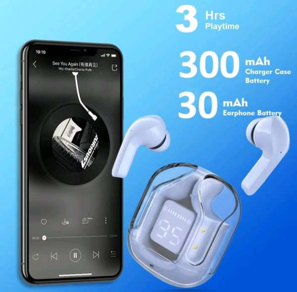Wireless Earbuds, Ultrapods max TWS Bluetooth Earphones with Charging Case and LED Digital Display, Microphone (Baby Pink)
