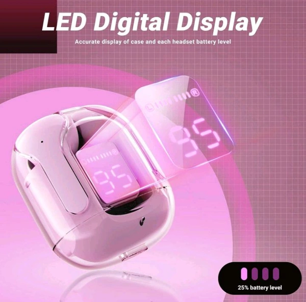 Wireless Earbuds, Ultrapods max TWS Bluetooth Earphones with Charging Case and LED Digital Display, Microphone (Baby Pink)