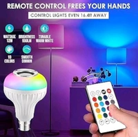 GOLD NATION 12W RGB Bulb - B22 Wireless Music with Bluetooth Speaker, Room Light | Color Changing Disco Lights for Home, Speaker Party Lights, Remote-Controlled WiFi LED (Pack of 2)