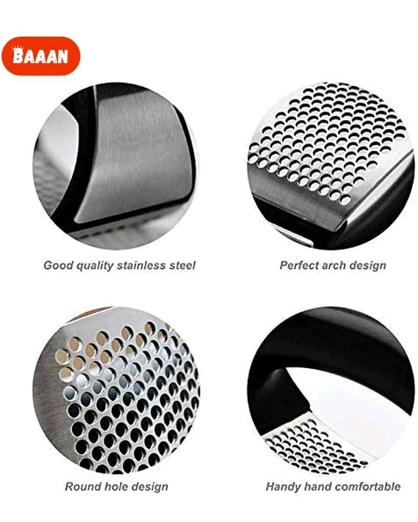 Garlic Crusher For Kitchen Use | Ginger Garlic Crusher – 2-In-1 Garlic Press, Mincer, Chopper & Pealer | BAAAN Mini Hand Press Garlic Peeler, Cutter & Smasher