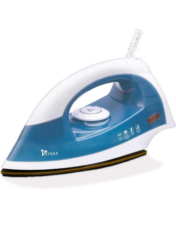 Syska Dry Iron 1000 Watt Has Non-Stick Soleplate, Overheat Safety, Multi Fabric Selection With 360° Swivel Cord For Wrinkle Free Clothes -