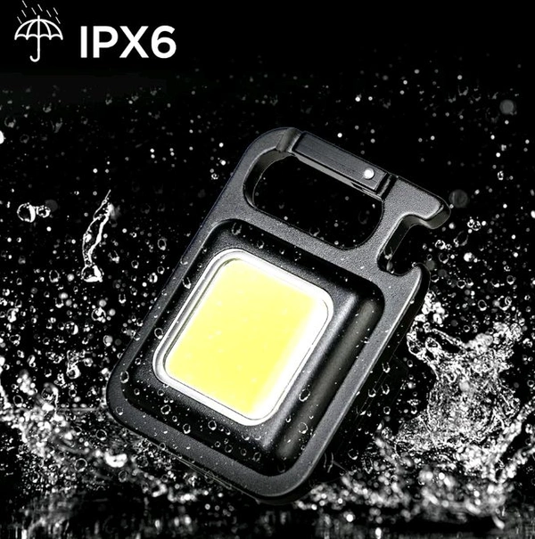 LED Mini Cob Keychain And Magentic Flashlight Portable USB Rechargeable Light 3 Light Modes With Folding Bracket,For Walking Camping?Square?,Black, 1000 Lumen
