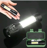 LED Emergency Handheld Flashlight USB Rechargeable Flashlight 3 Modes Adjustable Focus,Portable Waterproof LED Flashlight With COB Side Lights，Best Tactical Torch For Hurricane (1pack)