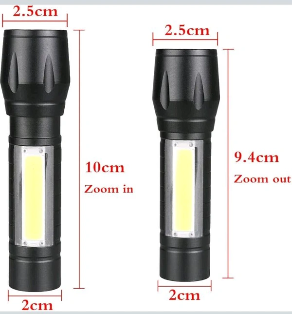 LED Emergency Handheld Flashlight USB Rechargeable Flashlight 3 Modes Adjustable Focus,Portable Waterproof LED Flashlight With COB Side Lights，Best Tactical Torch For Hurricane (1pack)