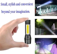 LED Emergency Handheld Flashlight USB Rechargeable Flashlight 3 Modes Adjustable Focus,Portable Waterproof LED Flashlight With COB Side Lights，Best Tactical Torch For Hurricane (1pack)