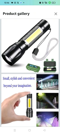 LED Emergency Handheld Flashlight USB Rechargeable Flashlight 3 Modes Adjustable Focus,Portable Waterproof LED Flashlight With COB Side Lights，Best Tactical Torch For Hurricane (1pack)