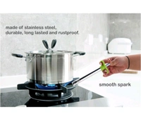 Gas Lighter With Free Knife For Kitchen Use Restaurants Metal Gas Stove Lighter Regular Size Easy Grip, Silver