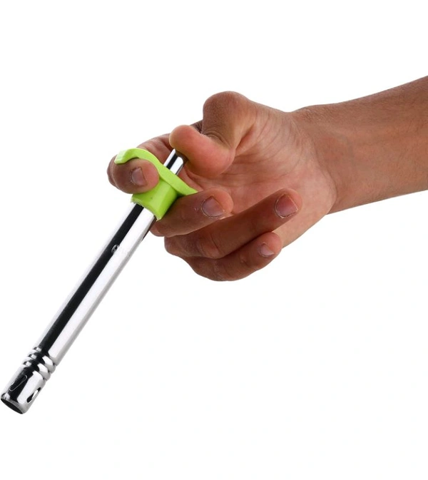 Gas Lighter With Free Knife For Kitchen Use Restaurants Metal Gas Stove Lighter Regular Size Easy Grip, Silver