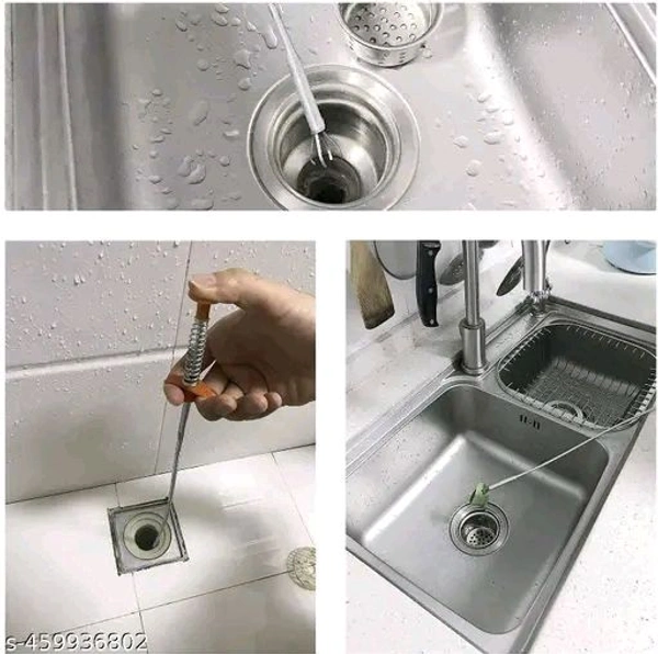 Hapani 160cm Hair Catcher Drain Cleaner Spring, Flexible Sink and Drain Cleaning Tool, Removes Hair & Debris, Durable Steel Wire with Easy Grip Handle