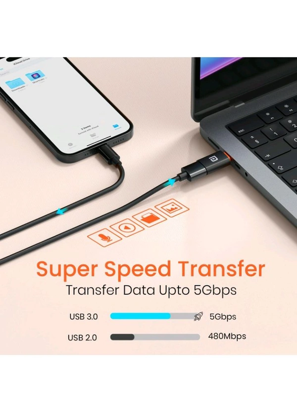 USB 3.0 to Type C OTG Adaptor, 10Gbps High Speed Data Transfer, Thunderbolt to USB Adapter, Compatible for All Type C Devices, Smartphone, Laptops, Tablets, Chargers, 