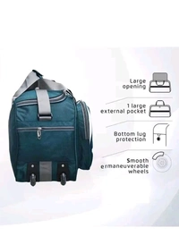 Strolley Duffel Bag - Luggage Travel with 2 wheels Duffel With Wheels (Strolley)  - Pine Green, L 40