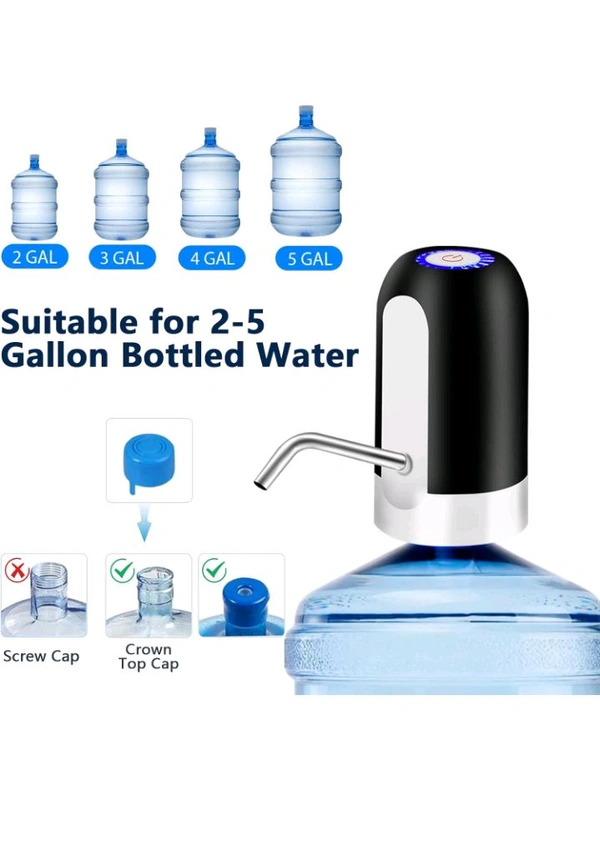 5 Gallon Water Dispenser, USB Charging Water Dispenser Pump Automatic Drinking Water Jug Dispenser for Universal 2-5 Gallon Office Camping Kitchen (Black)