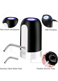 5 Gallon Water Dispenser, USB Charging Water Dispenser Pump Automatic Drinking Water Jug Dispenser for Universal 2-5 Gallon Office Camping Kitchen (Black)