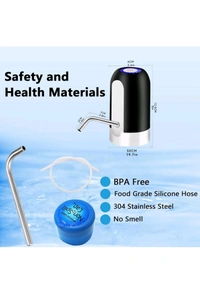 5 Gallon Water Dispenser, USB Charging Water Dispenser Pump Automatic Drinking Water Jug Dispenser for Universal 2-5 Gallon Office Camping Kitchen (Black)