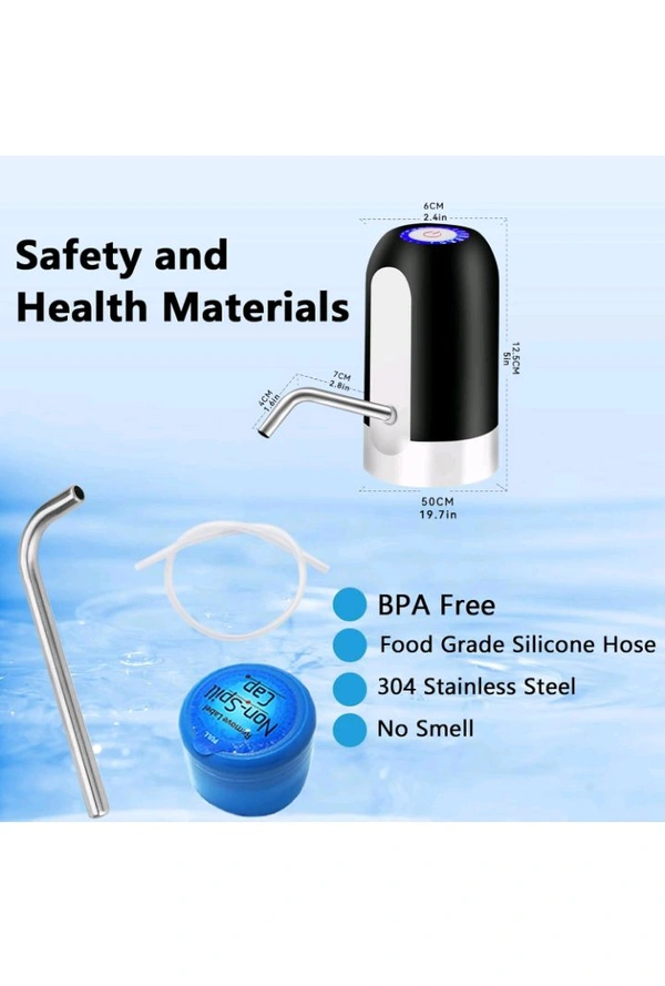 5 Gallon Water Dispenser, USB Charging Water Dispenser Pump Automatic Drinking Water Jug Dispenser for Universal 2-5 Gallon Office Camping Kitchen (Black)