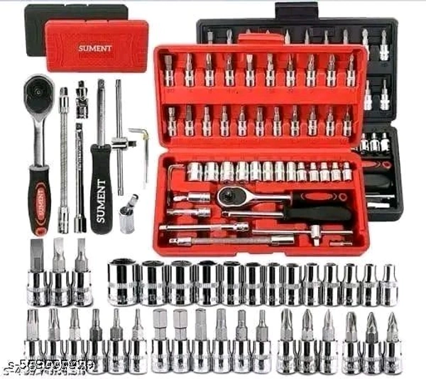 Tool Kit 46 Pieces Drive Socket Set Auto Repair Hand Tool Ratchet Wrench Set, Tools Kit for Automotive Repair, Household, Car & Bicycle Repairs Metric screwdriver Set with Storage Case