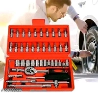 Tool Kit 46 Pieces Drive Socket Set Auto Repair Hand Tool Ratchet Wrench Set, Tools Kit for Automotive Repair, Household, Car & Bicycle Repairs Metric screwdriver Set with Storage Case