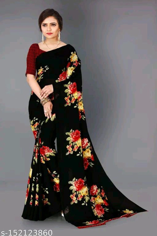 Shubhwar Daily Wear Georgette Saree With Unstitched Blouse Piece  - Free Size