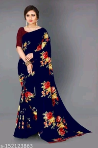 Shubhwar Daily Wear Georgette Saree With Unstitched Blouse Piece  - Free Size