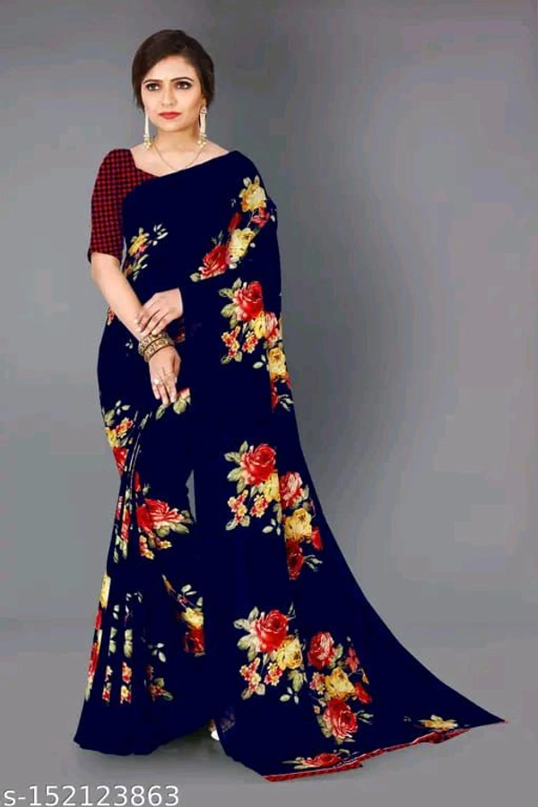 Shubhwar Daily Wear Georgette Saree With Unstitched Blouse Piece  - Free Size