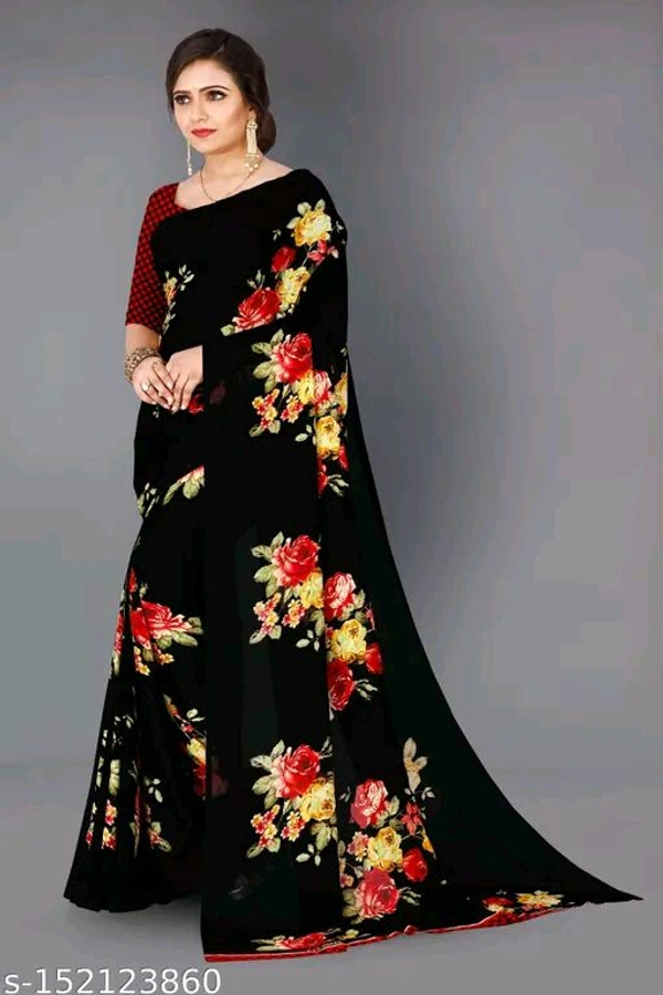Shubhwar Daily Wear Georgette Saree With Unstitched Blouse Piece  - Free Size