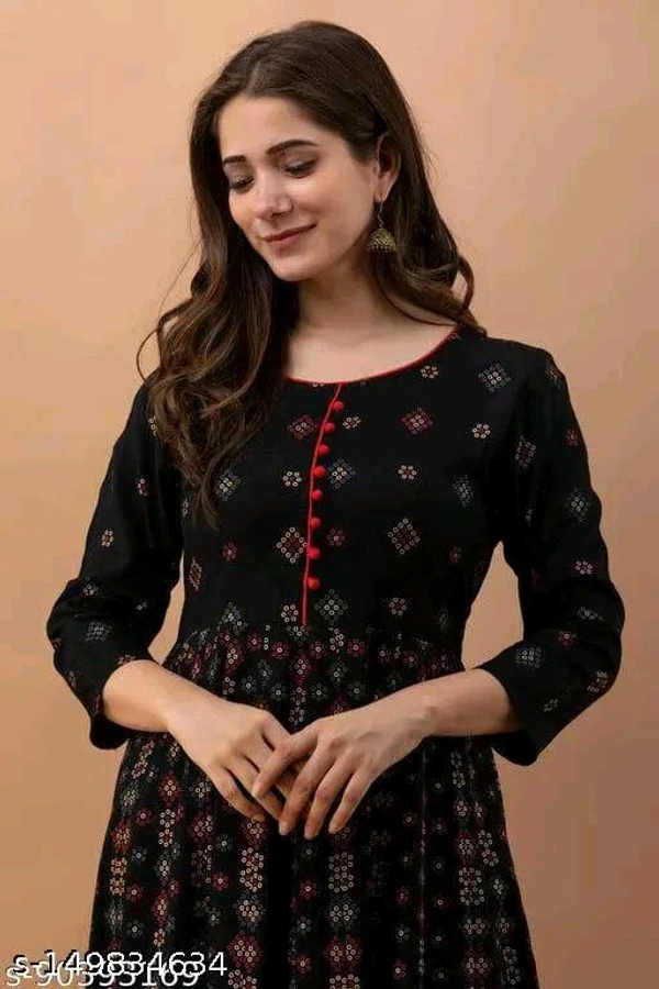 Ethnic Wear Kurti For Girls - Black, L