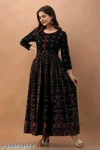 Ethnic Wear Kurti For Girls - Black, L