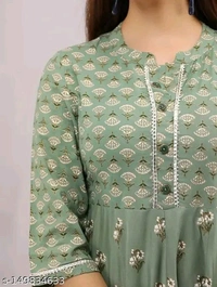 Ethnic Wear Kurti For Girls - Mint Green, XXL