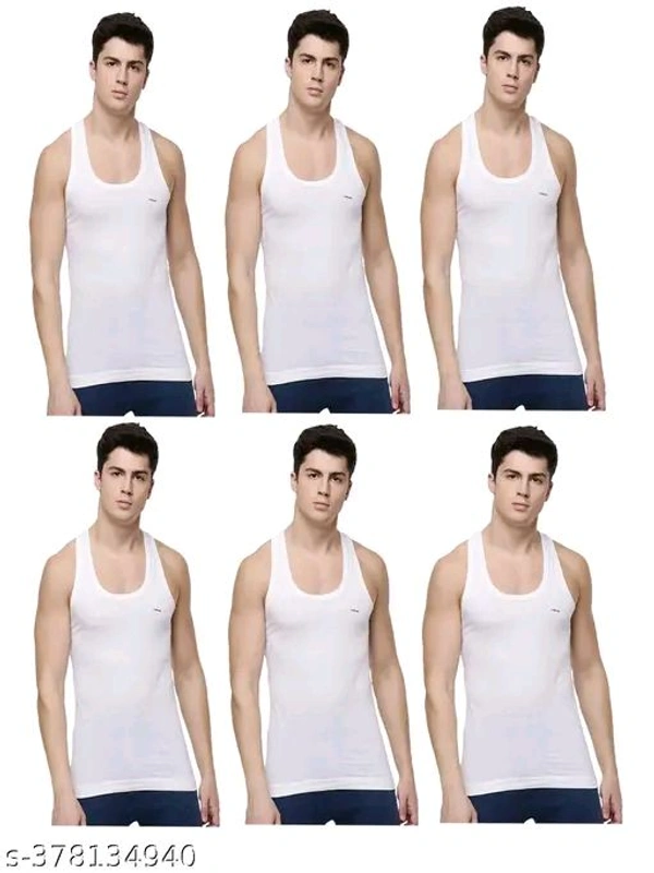 DOLLAR Men's (Pack of 6) White Innerwear Vests - White, 3XL