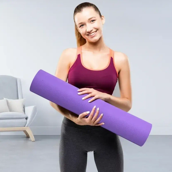 Yoga Mat Anti Slip Home Gym Exercise Workout Fitness for Men Women with Bag  - free size, Woody Brown