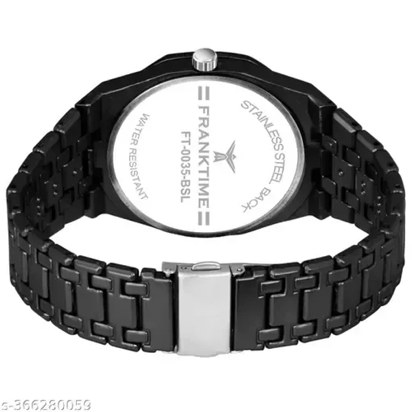 Franktime Black Chain Solid Round Analog Wrist Watch for Men - free size, Black