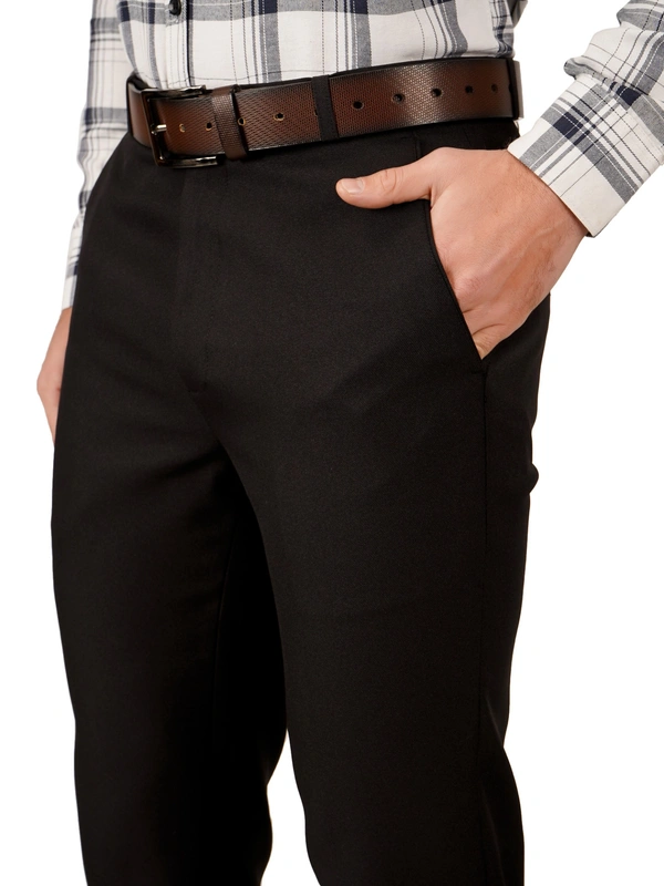 Dmd Clothing Lycra Cotton Stretchable | Plain Formal Trousers |  Polo Fit | Office Wear For Men'S | Charcoal Black - 28, CHARCOAL BLACK