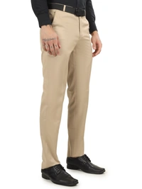 Dmd Clothing Lycra Cotton Stretchable | Plain Formal Trousers |  Polo Fit | Office Wear For Men'S | Caramel Cream - 28, CARAMEL CREAM