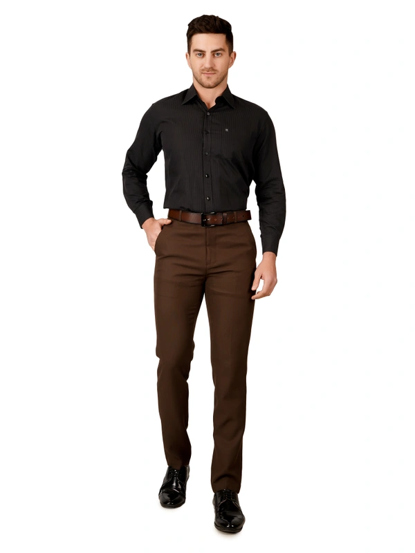 Dmd Clothing | Wrinkle Free Express Mattee | Solid Formal Trousers | Polo Fit | Office Wear For Men'S | Chocolate Brown