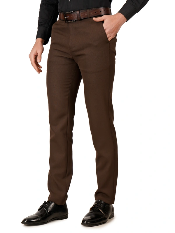 Dmd Clothing | Wrinkle Free Express Mattee | Solid Formal Trousers | Polo Fit | Office Wear For Men'S | Chocolate Brown - 28, CHOCOLATE BROWN