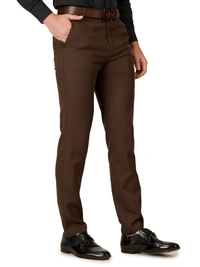Dmd Clothing | Wrinkle Free Express Mattee | Solid Formal Trousers | Polo Fit | Office Wear For Men'S | Chocolate Brown - 28, CHOCOLATE BROWN