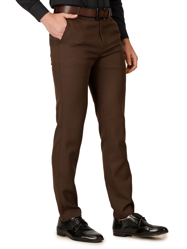 Dmd Clothing | Wrinkle Free Express Mattee | Solid Formal Trousers | Polo Fit | Office Wear For Men'S | Chocolate Brown - 28, CHOCOLATE BROWN