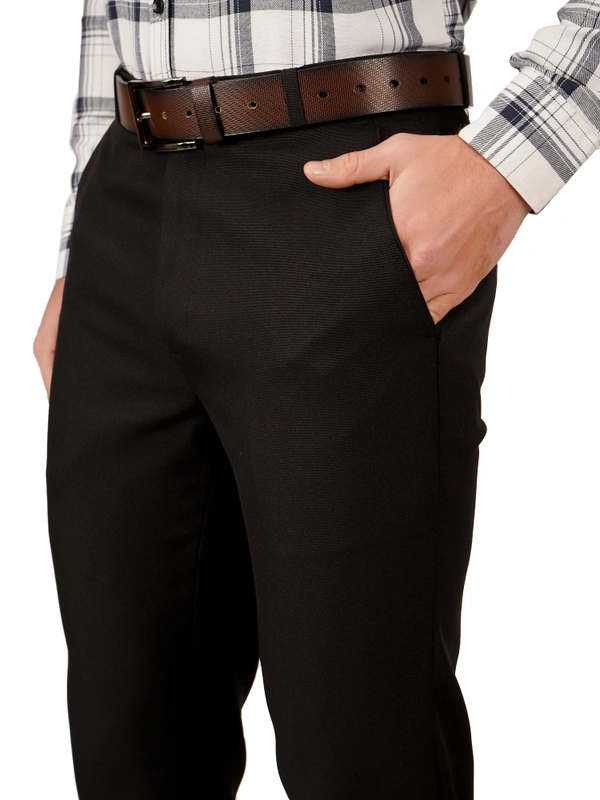 Dmd Clothing | Wrinkle Free Express Mattee | Solid Formal Trousers | Polo Fit | Office Wear For Men'S | Black - 28, BLACK
