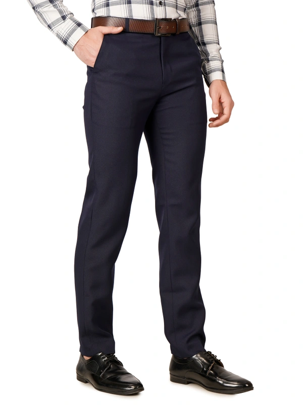 Dmd Clothing | Wrinkle Free Express Mattee | Solid Formal Trousers | Polo Fit | Office Wear For Men'S | Navy Blue - 28, NAVY BLUE