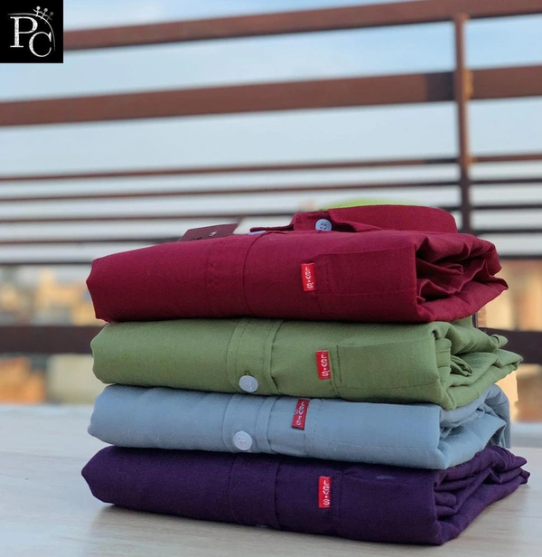 Levi Shirt ( Combo of 4pc) - XL-42, Red/Olive/Grey/Purple