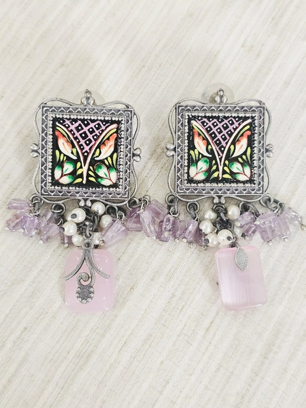 GlimSilk Floral Elegance Dangling Earrings - Lavender blush