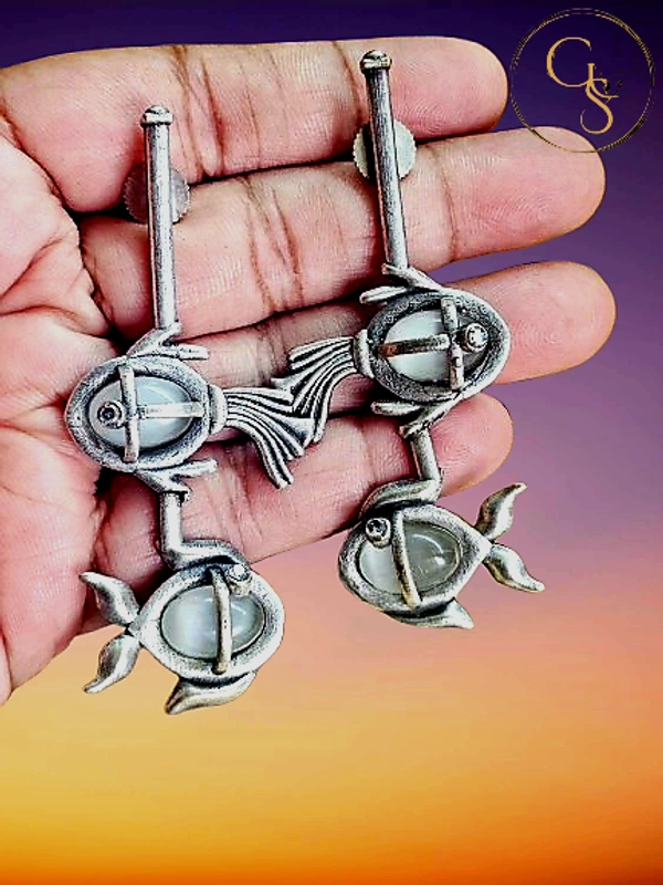 GlimSilk Celestial Marine Drops- Earrings (E-0013LG) - Bombay