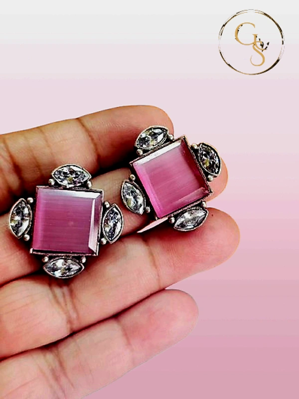 GlimSilk Gemstone Elegance Stud (E-0015B) - Rum