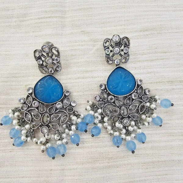 GlimSilk Graceful Bloom Drop Earrings - Havelock Blue