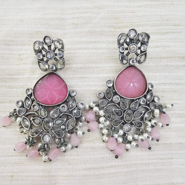 GlimSilk Graceful Bloom Drop Earrings - Pink Lace